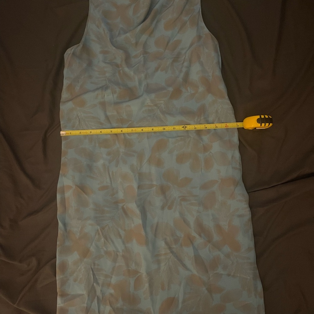 Armani Exchange Light Blue and Taupe Floral Midi Dress